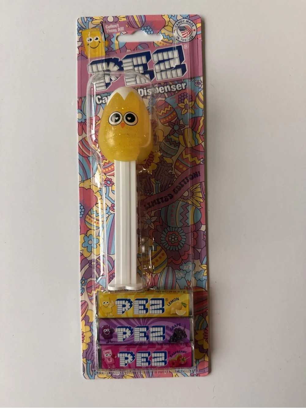 PEZ Limited Edition Yellow Chick Egg Head Candy Dispenser - New